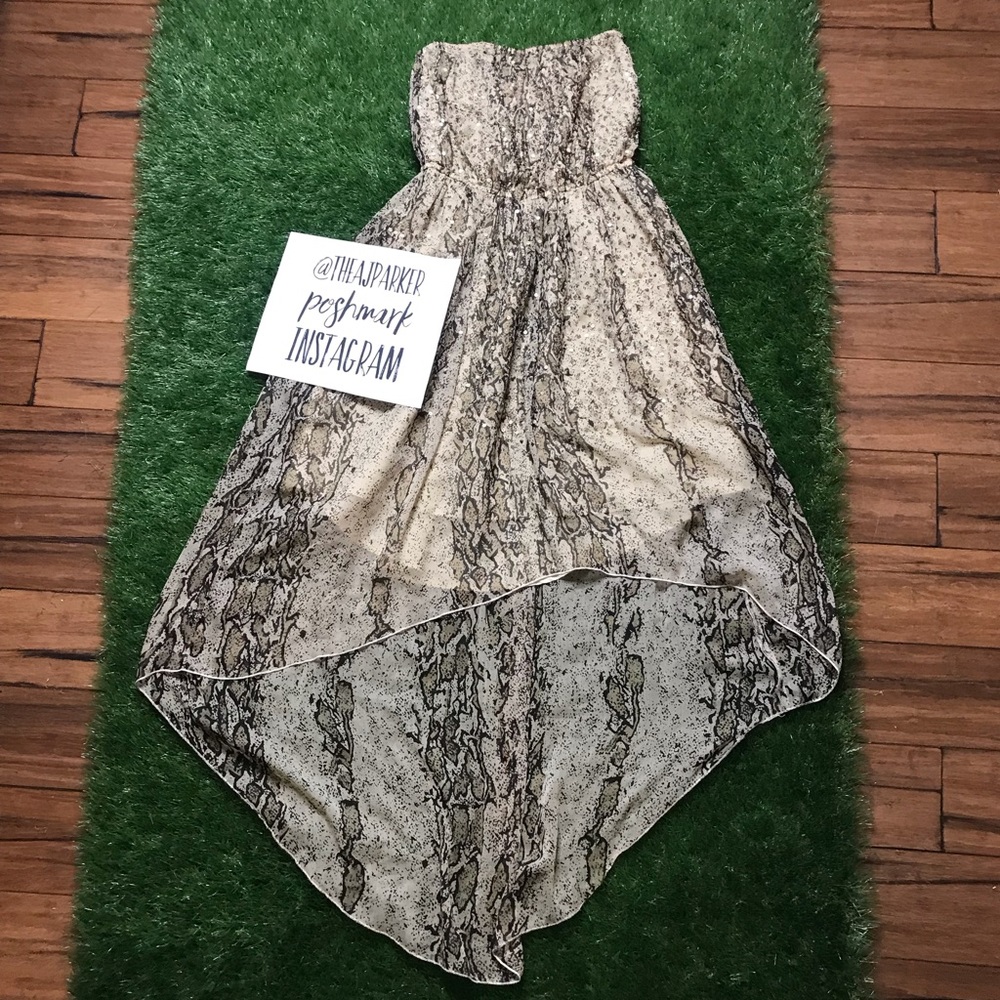 Foley High Low Strapless Snake Boa Print S